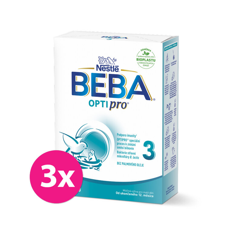 3x BEBA OPTIPRO® 3 Mléko batolecí