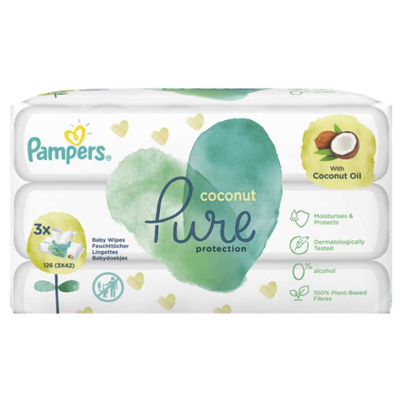 3x PAMPERS Harmonie Coconut vlhčené ubrousky Plastic Free 3x42 ks = 126 ks