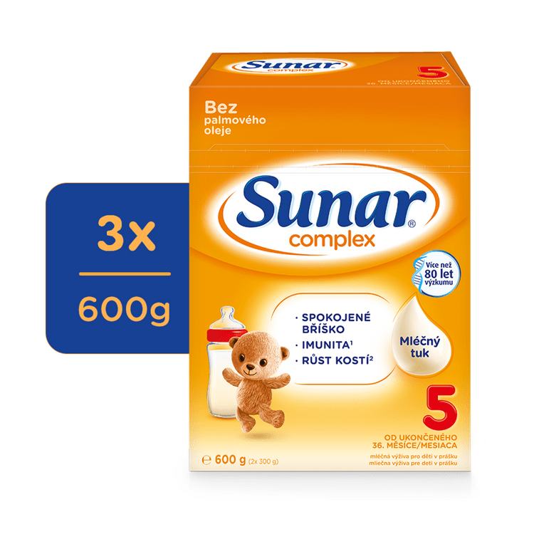 3x SUNAR Complex 5 Mléko kojenecké 600 g