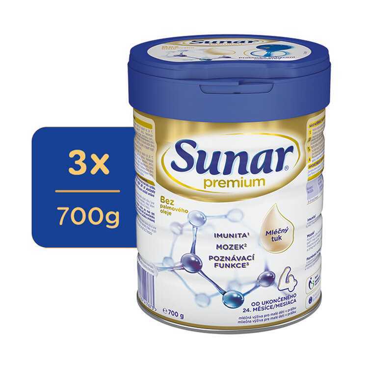 3x SUNAR Premium 4 Mléko kojenecké 700 g