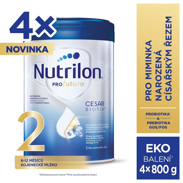 4x NUTRILON Profutura CESARBIOTIK 2 kojenecké mléko 800 g