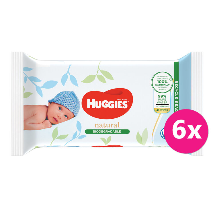 6x HUGGIES® Ubrousky vlhčené Biodegradable 48 ks