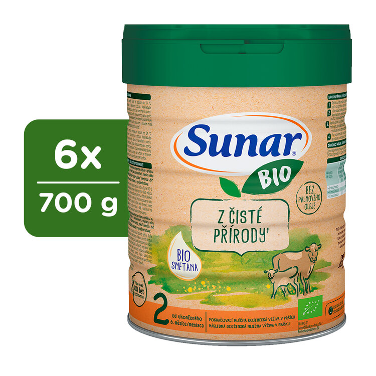 6x SUNAR BIO 2 Mléko pokračovací