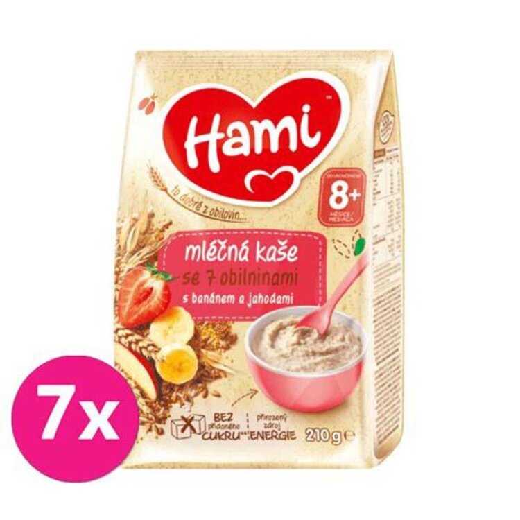 7x HAMI Kaše mléčná se 7 obilninami s banánem a jahodami 210 g