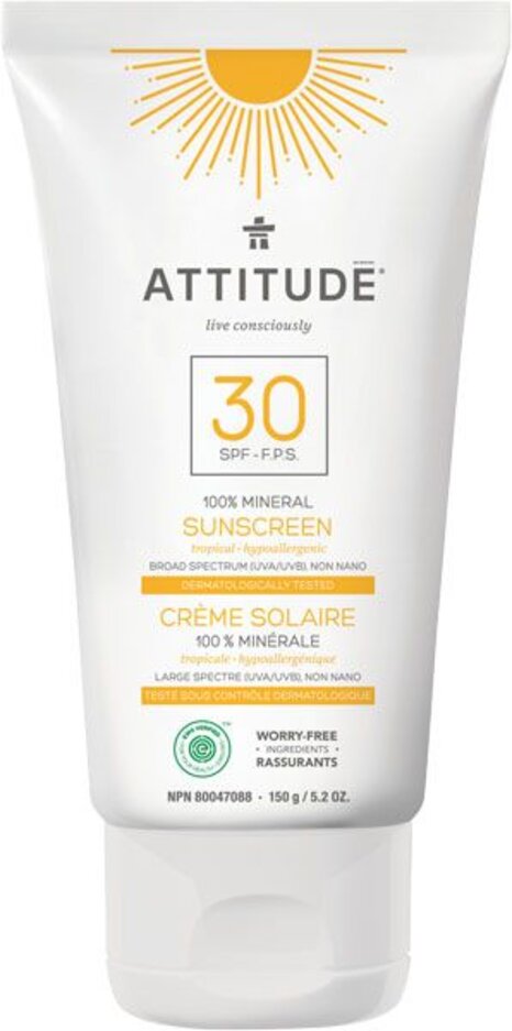 ATTITUDE 100% minerální opalovací krém (SPF 30) s vůní Tropical 150 g