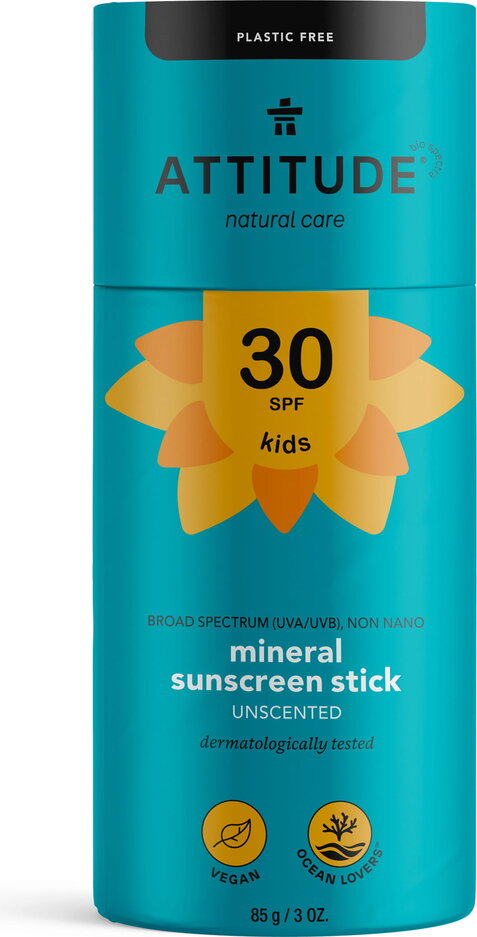 ATTITUDE Dětská 100 % minerální ochranná tyčinka na celé tělo (SPF 30) bez vůně 85 g