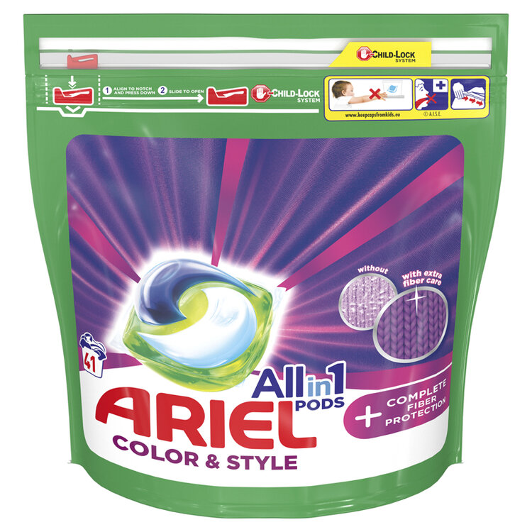 Ariel Kapsle gélové na praní All-in-1 PODS Color&Style Complete Fiber Protection 41 ks