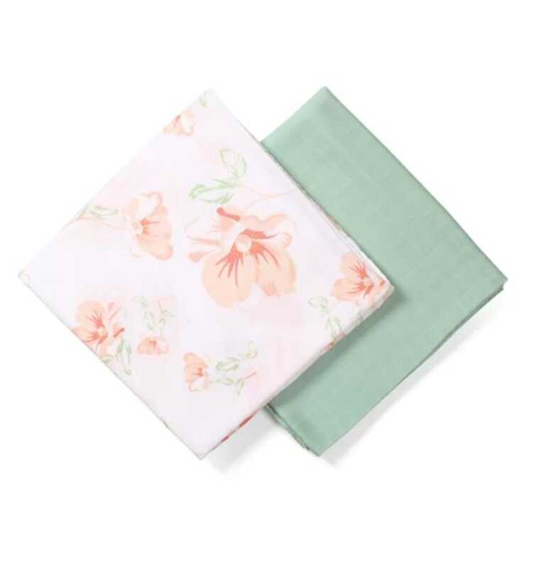 BABYONO Plenky mušelínové Bamboo Tropic Flower 2 ks 120x120 cm