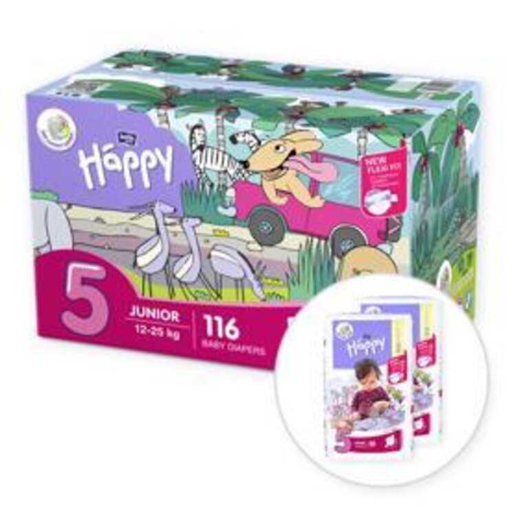 BELLA HAPPY Pleny jednorázové 5 Junior (12-25 kg) 116 ks - Big TOY BOX