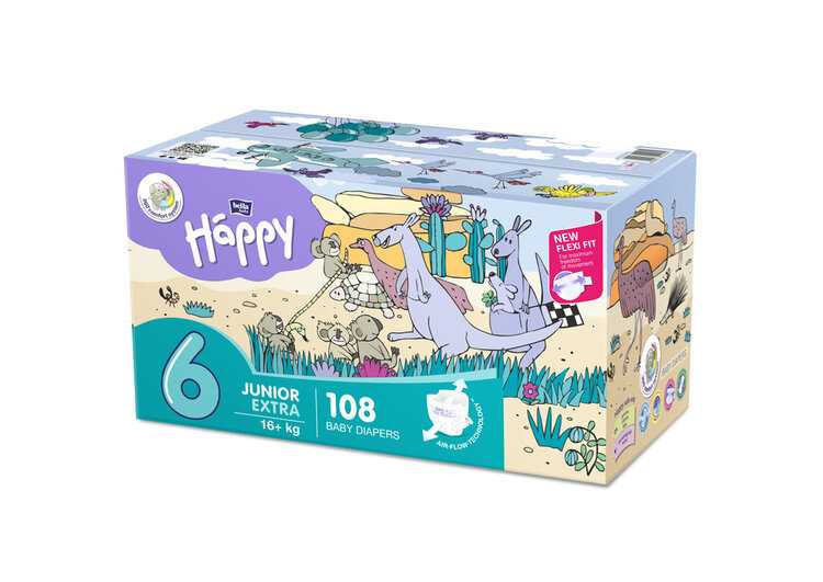 BELLA HAPPY Pleny jednorázové 6 Junior Extra (16 kg+) 108 ks - Big TOY BOX