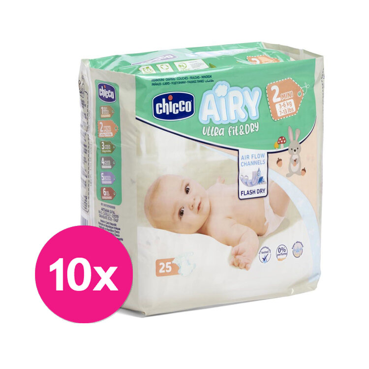 CHICCO Airy Pleny jednorázové 2 Mini (3-6 kg) 250 ks - Měsíční zásoba