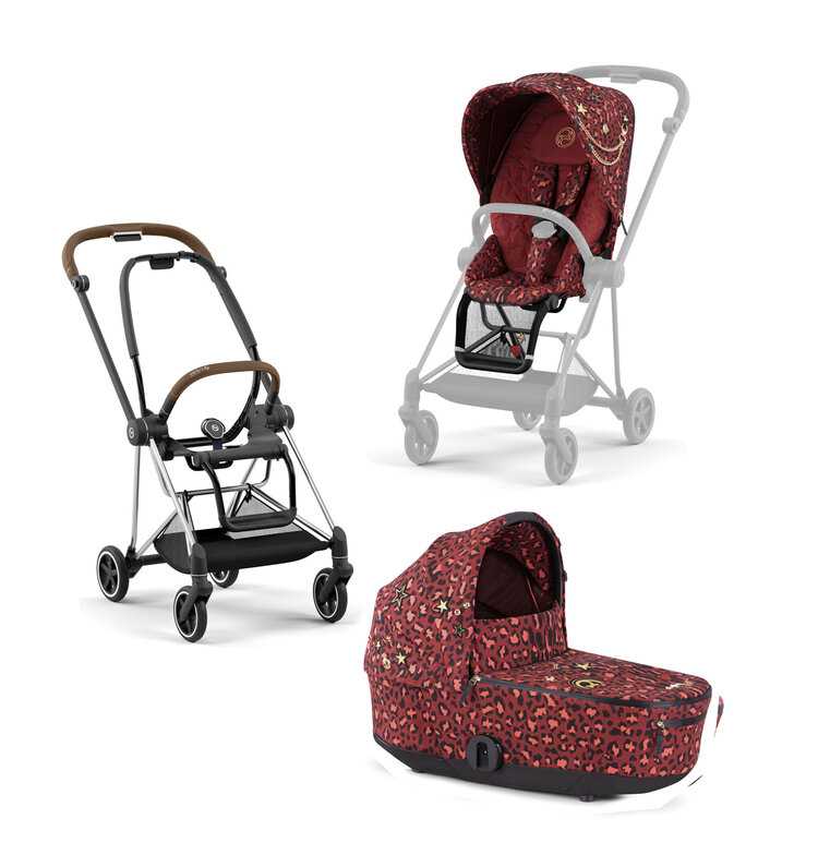 CYBEX Kočárek Mios 3.0 podvozek Chrome Brown + seat pack + lux carry cot Rockstar Red