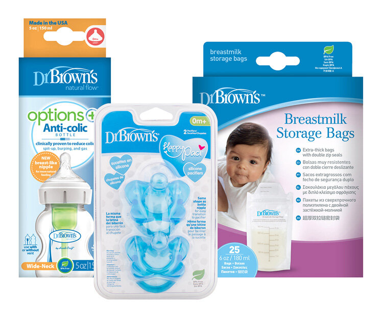 DR.BROWN'S Set lahev WN 150ml + Dudlíky HappyPaci + Sáčky na mateřské mléko