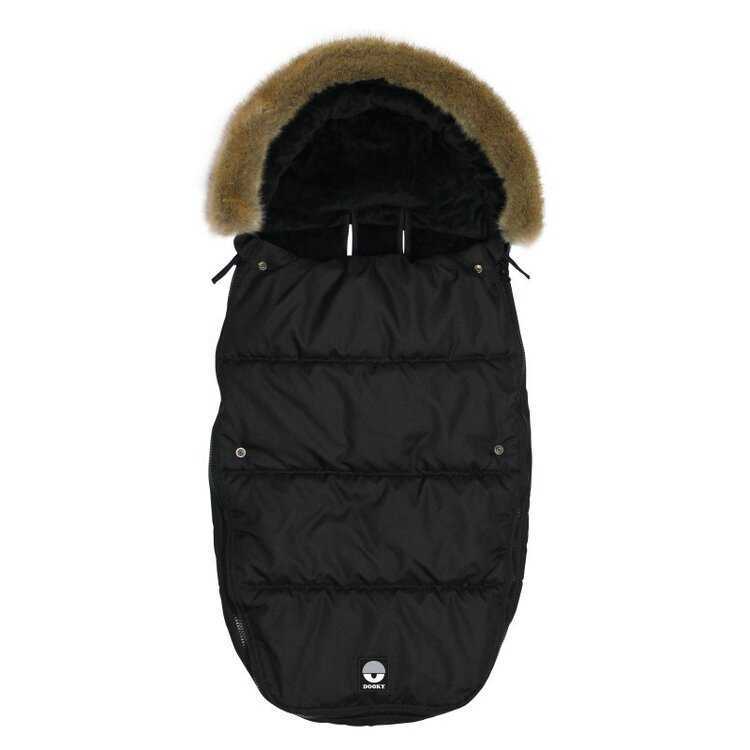 Dooky footmuff L BLACK FURRY DeLuxe