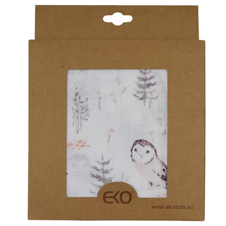 EKO Přikrývka bambusová mušelínová Owls 120x120 cm