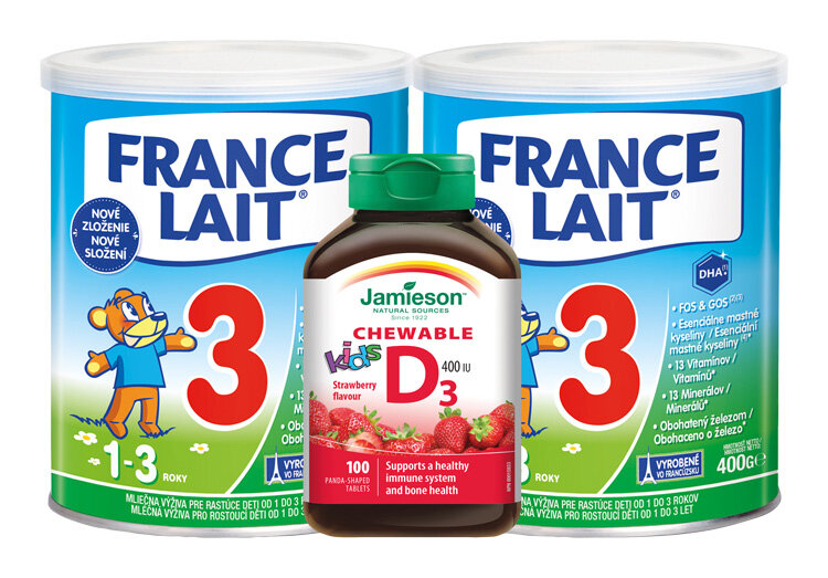 FRANCE LAIT 3 Duo + Jamieson Vitamin D3 KIDS 400IU 100tbl - jahoda