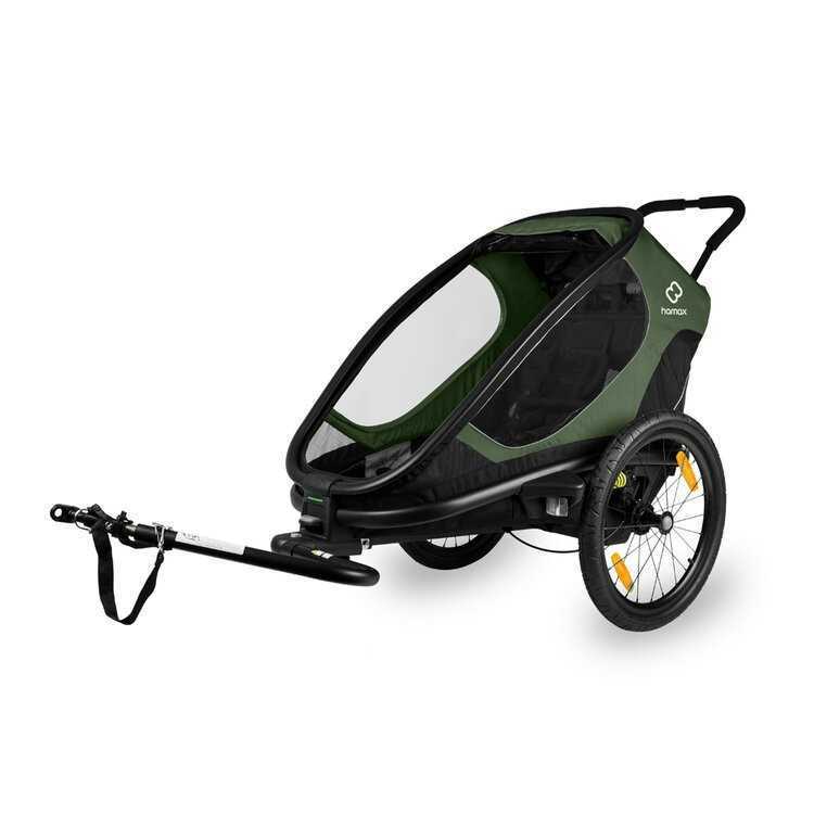 HAMAX Outback One - jednomístný vozík za kolo vč. ramena + kočárkový set - Green/Black