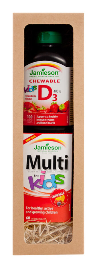 JAMIESON Vitamínová (D3 400IU 100tbl jahoda + Multi Kids with Iron cucavé tablety 60tbl.)