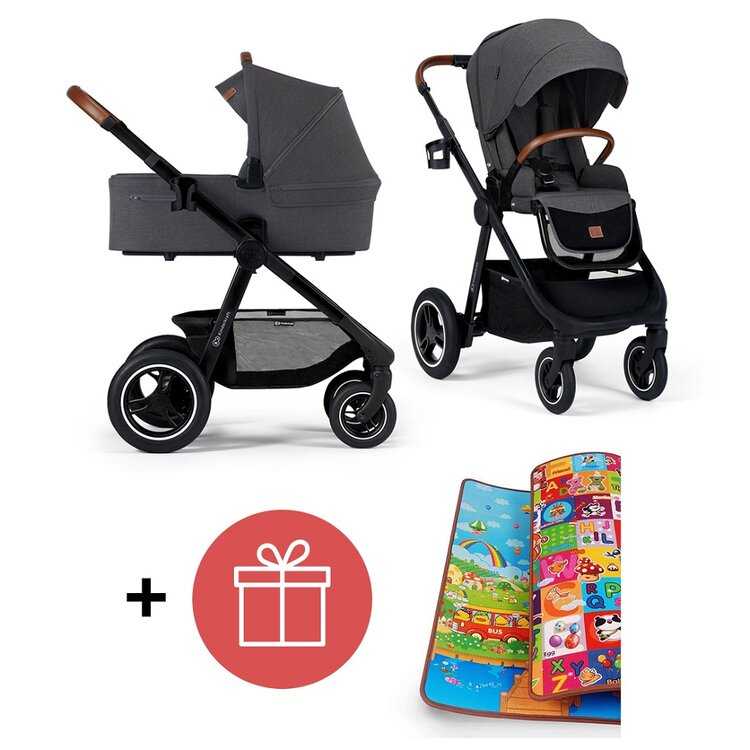 KINDERKRAFT Kočárek Everyday 2v1 Black Dark Grey + PETITE&MARS Podložka na hraní Joy ZDARMA