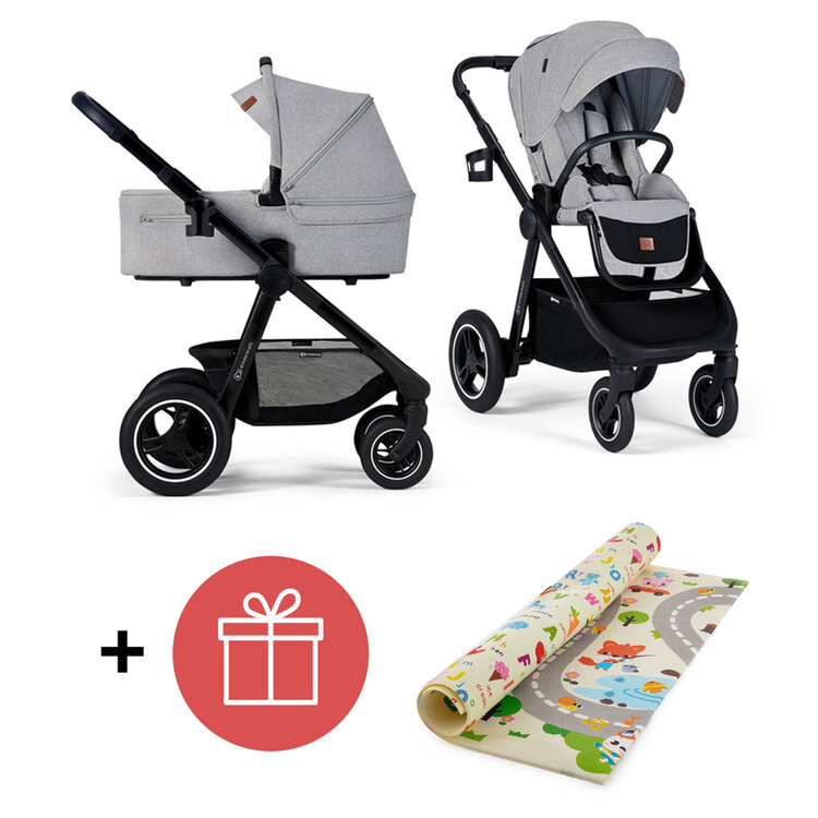 KINDERKRAFT Kočárek Everyday 2v1 Light Grey + PETITE&MARS Podložka na hraní Joy Max Walk ZDARMA