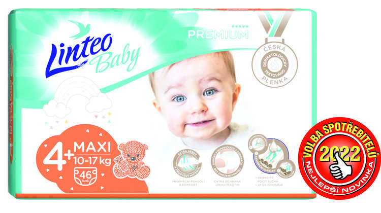 LINTEO BABY Premium Pleny jednorázové 4+ MAXI+ (10-17 kg) 46 ks