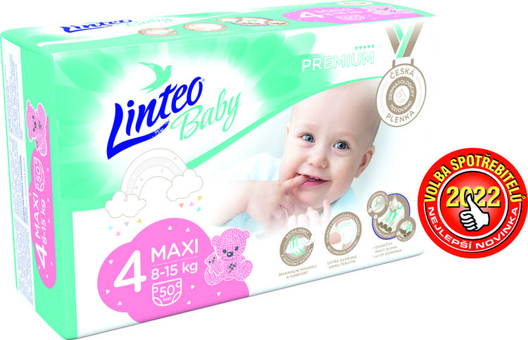 LINTEO BABY Premium Pleny jednorázové 4 MAXI (8-15 kg) 50 ks