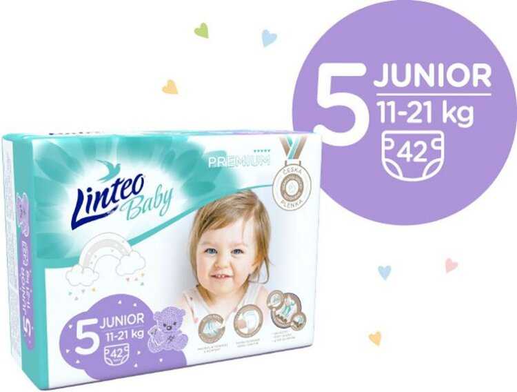 LINTEO BABY Premium Pleny jednorázové 5 JUNIOR (11-21 kg) 168 ks