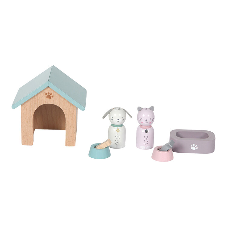 LITTLE DUTCH Set do domečku dřevěný Pejsek a kočička