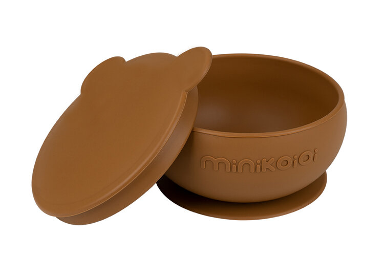 MINIKOIOI Miska silikonová s přísavkou - Woody Brown