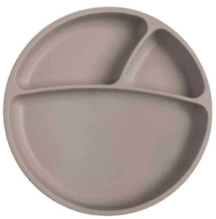 MINIKOIOI Talíř dělený silikonový s přísavkou - Grey
