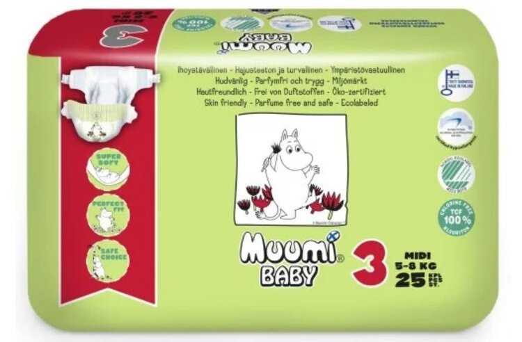 MUUMI Baby Pleny jednorázové 3 (5-8 kg) 25 ks