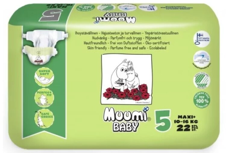 MUUMI Baby Pleny jednorázové 5 (10-16 kg) 22 ks