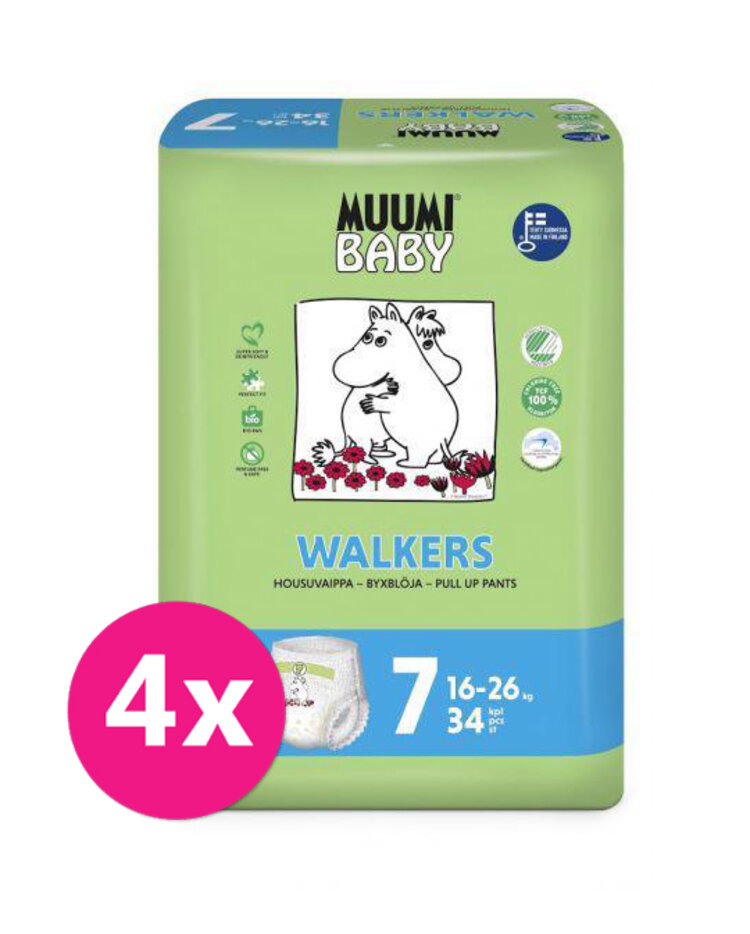 MUUMI Walkers Extra Large 136 ks (16-26 kg) MĚSÍČNÍ BALENÍ - jednorázové pleny