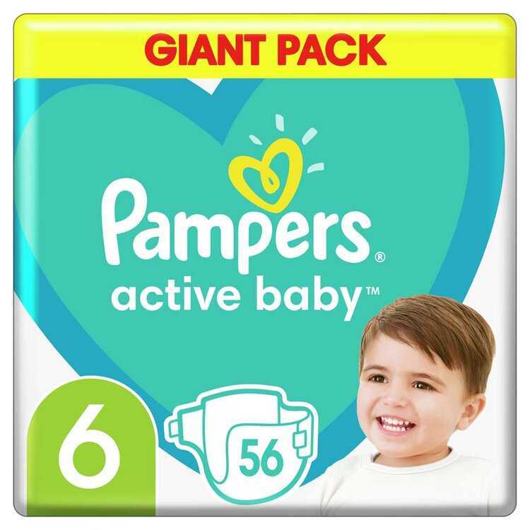 PAMPERS Active Baby Pleny jednorázové 6 (13-18 kg) 56 ks - GIANT PACK