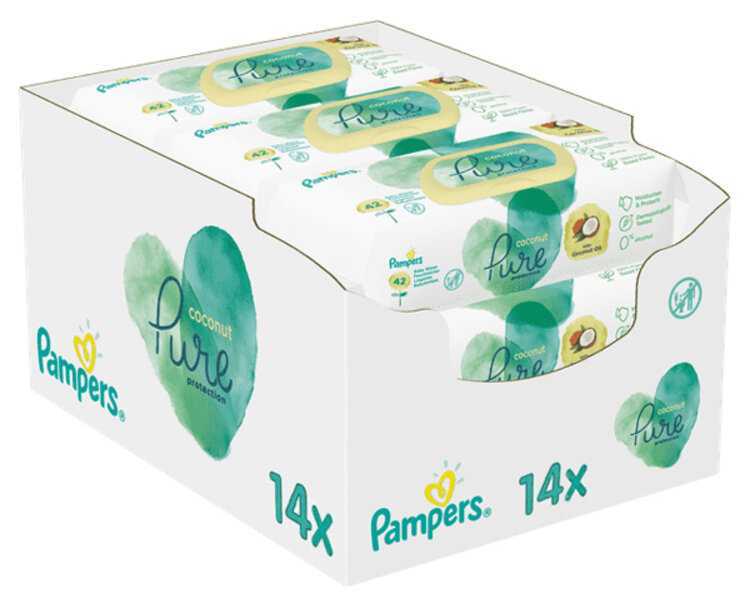 PAMPERS Coconut Pure Ubrousky vlhčené 588 ks (14x42 ks)