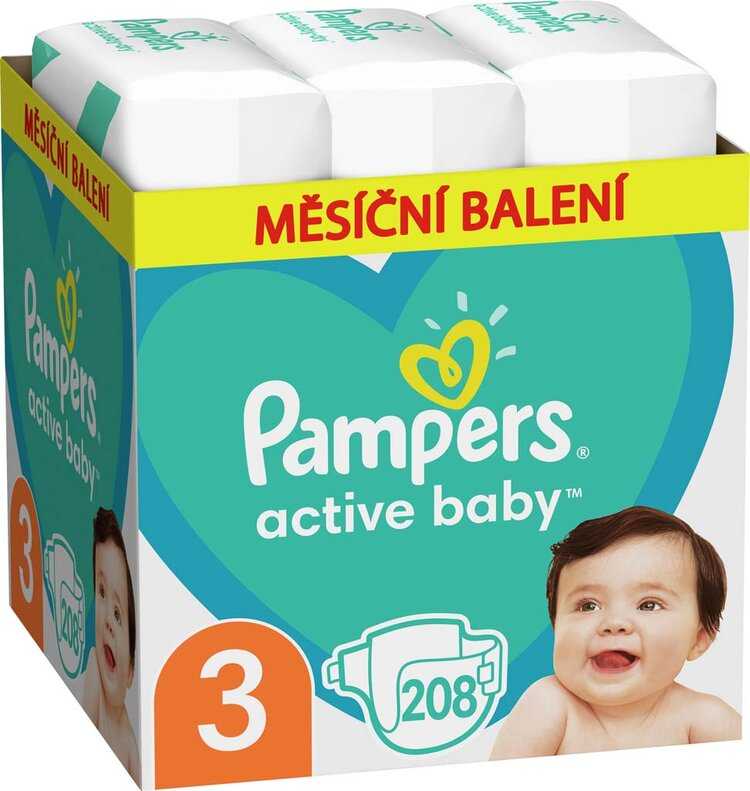 Pampers Active Baby-Dry 3 MIDI 5-9 kg 208 ks