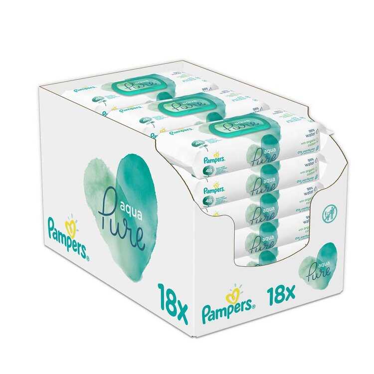 Pampers Aqua Pure dětské čisticí ubrousky 18 x 48 ks