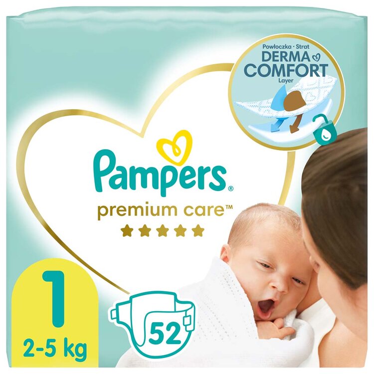 Pampers Premium Care 1 2-5 kg 52 ks