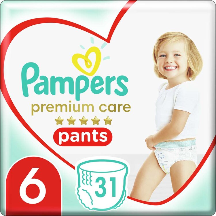 Pampers Premium Care Pants 6 EXTRA LARGE 15+ kg 31 ks