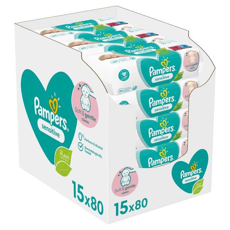 Pampers Sensitive dětské čisticí ubrousky 15 x 80 ks