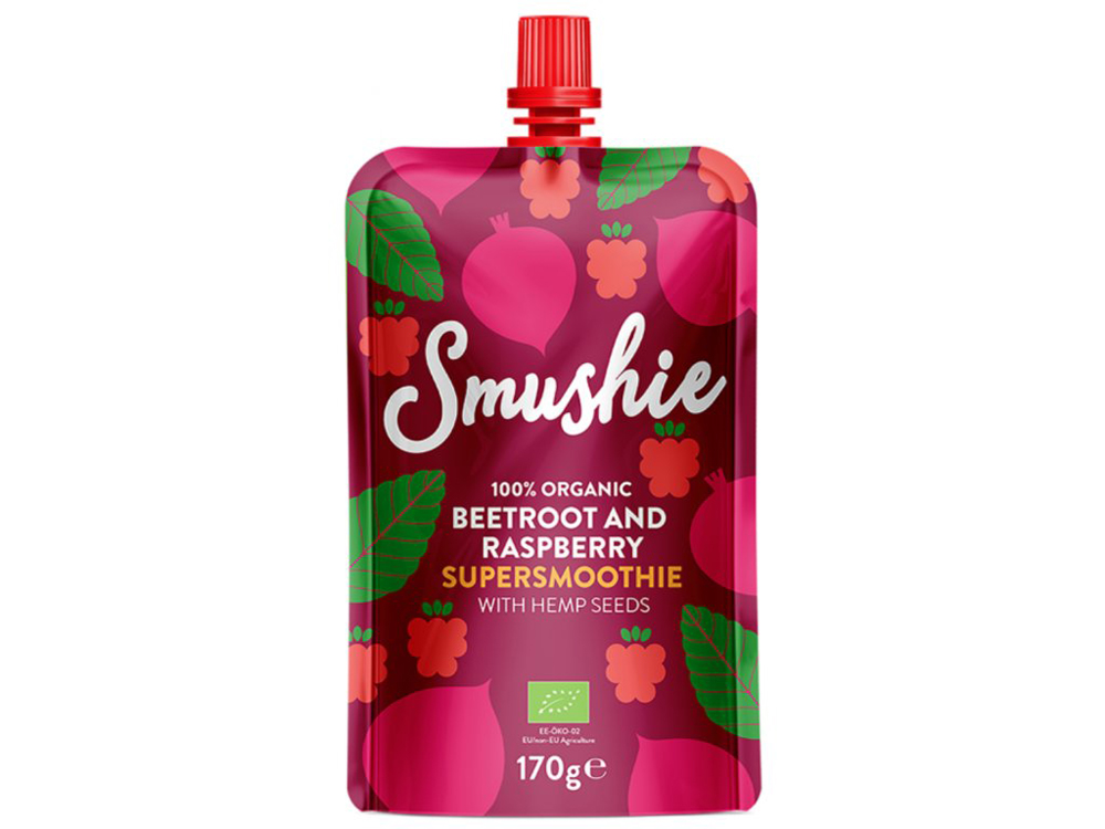 Salvest Smushie BIO Ovocné smoothie s červenou řepou malinami a konopnými semínky 6 x 170 g