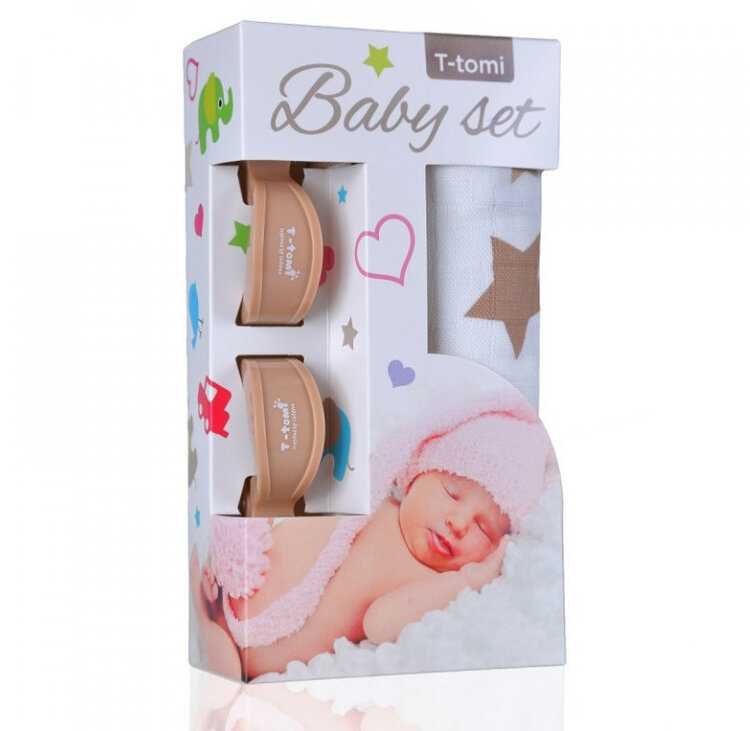 T-TOMI Baby set - osuška bambusová + kolíčky na kočárek