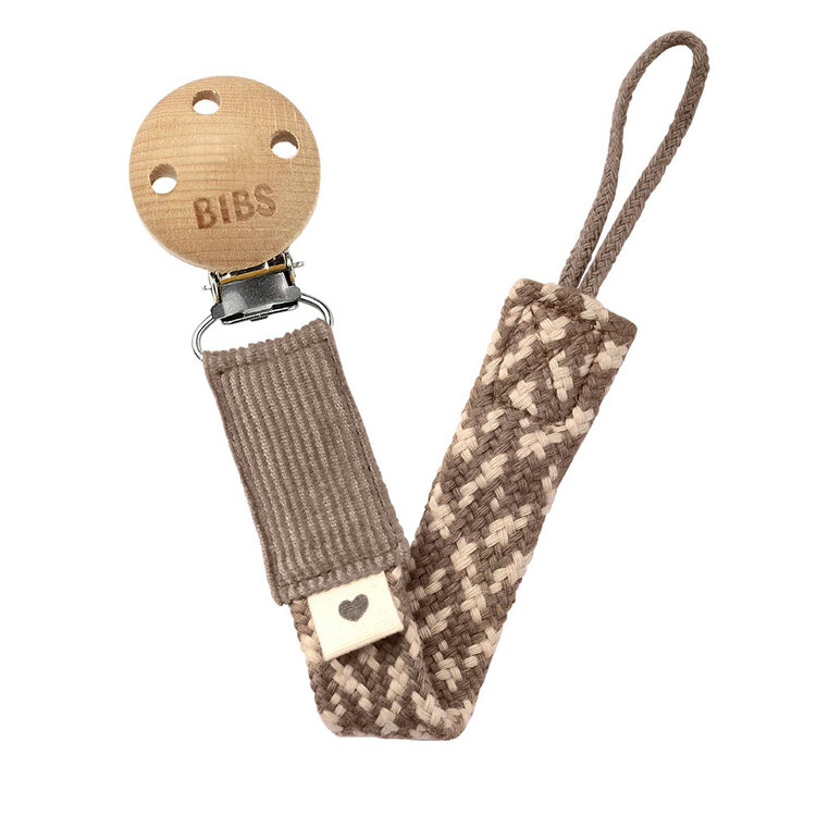 Bibs Paci Braid klip na dudlík dark oak vanilla