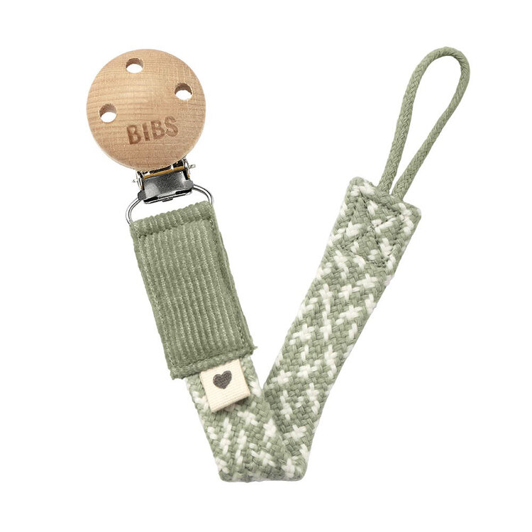 Bibs Paci Braid klip na dudlík sage ivory