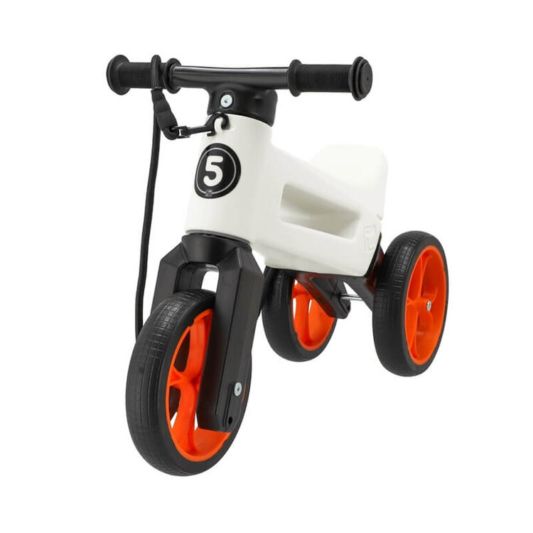 TEDDIES Odrážedlo Funny wheels Rider SuperSport bílé/oranž 2v1+popruh