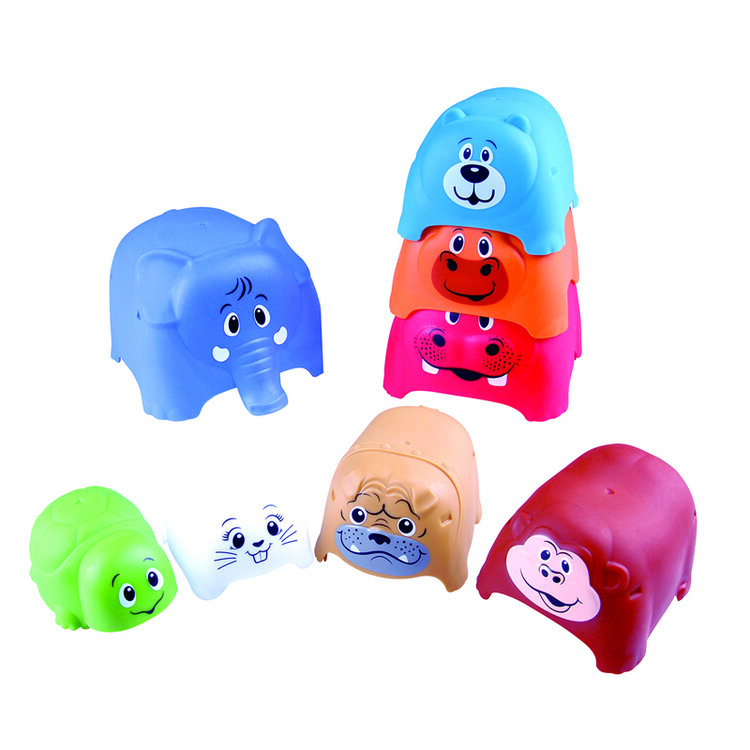 TEDDIES Pyramida/věž kubus zvířátka 8 ks