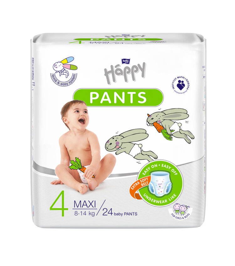 BELLA HAPPY Pants Kalhotky plenkové jednorázové 4 Maxi (8-14 kg) 24 ks