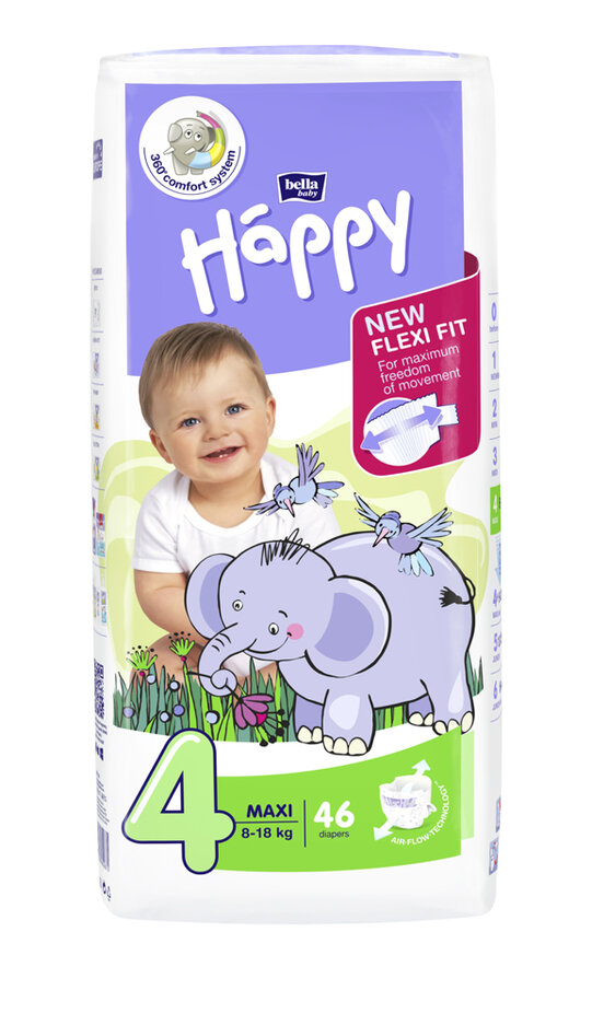 BELLA HAPPY Pleny jednorázové 4 Maxi (8-18 kg) 46 ks - Green Tea Extract