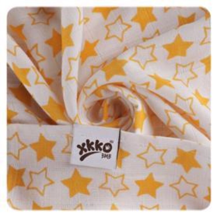 KIKKO Bambusové pleny BMB 70x70 - Little Stars Orange MIX 3 ks