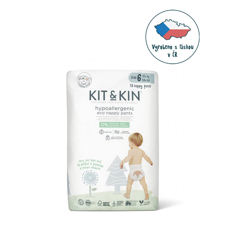 KIT & KIN Kalhotky plenkové jednorázové eko 6 (15 kg+) 18 ks